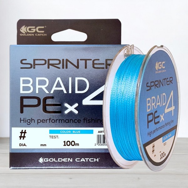 Шнур GC Sprinter PE X4 Blue, 100м, 0,205мм